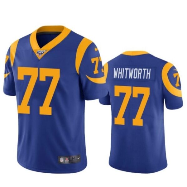 Nike Rams #77 Andrew Whitworth Royal Blue Alternate Men’s Stitched NFL 100th Season Vapor Limited Jersey
