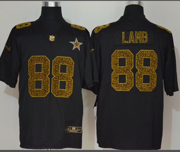 Men’s Dallas Cowboys #88 CeeDee Lamb Black 2020 Nike Flocked Leopard Print Vapor Limited NFL Jersey
