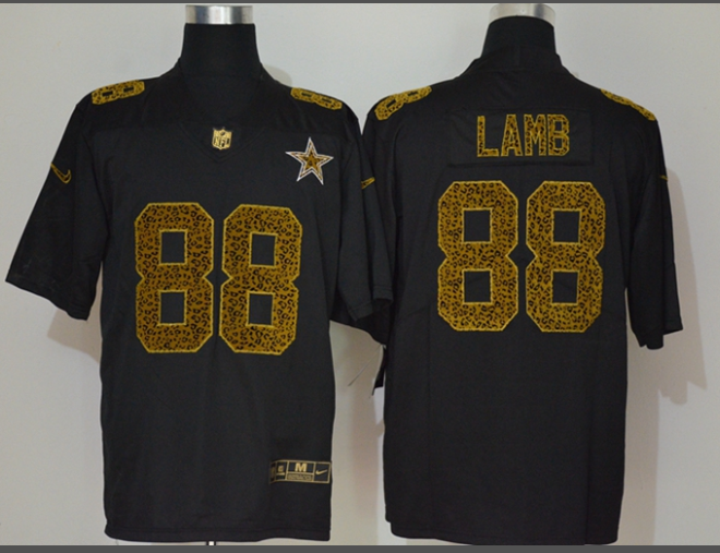 Men’s Dallas Cowboys #88 CeeDee Lamb Black 2020 Nike Flocked Leopard Print Vapor Limited NFL Jersey