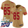 Nike 49ers #85 George Kittle Gold Super Bowl LIV 2020 Women’s Stitched NFL Limited Inverted Legend 100th Season Jersey