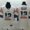 Men’s New England Patriots #12 Tom Brady White Independence Day Stars & Stripes Jersey