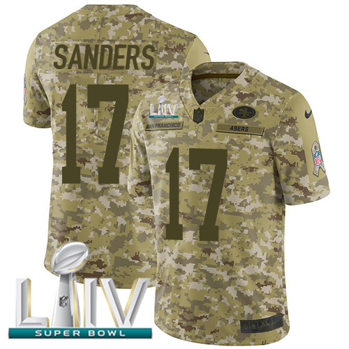 Nike 49ers #17 Emmanuel Sanders Camo Super Bowl LIV 2020 Men’s Stitched NFL Limited 2018 Salute To Service Jersey