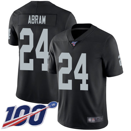 Nike Raiders #24 Johnathan Abram Black Team Color Men’s Stitched NFL 100th Season Vapor Limited Jersey