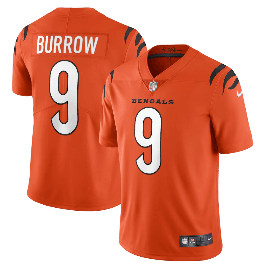 Men’s Cincinnati Bengals #9 Joe Burrow 2021 New Orange Vapor Untouchable Limited Stitched Jersey