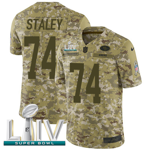 Nike 49ers #74 Joe Staley Camo Super Bowl LIV 2020 Men’s Stitched NFL Limited 2018 Salute To Service Jersey