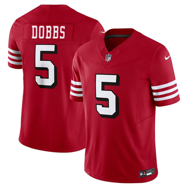 Men’s San Francisco 49ers #5 Josh Dobbs New Red 2024 F.U.S.E. Vapor Untouchable Limited Football Stitched Jersey