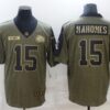 Men’s Kansas City Chiefs #15 Patrick Mahomes Nike Olive 2021 Salute To Service Limited Player Jersey
