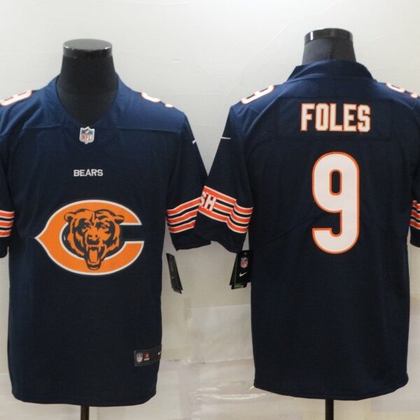Men’s Chicago Bears #9 Nick Foles Navy Blue 2020 Big Logo Vapor Untouchable Stitched NFL Nike Fashion Limited Jersey