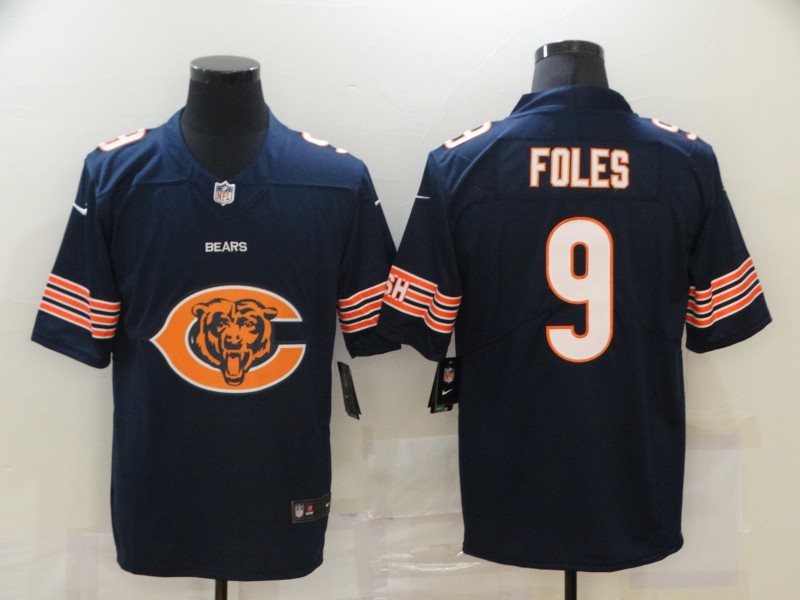 Men’s Chicago Bears #9 Nick Foles Navy Blue 2020 Big Logo Vapor Untouchable Stitched NFL Nike Fashion Limited Jersey