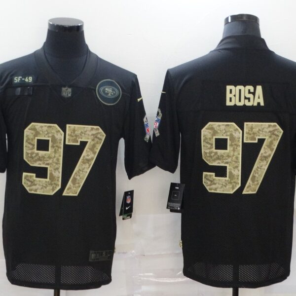 Men’s San Francisco 49ers #97 Nick Bosa Black Camo 2020 Salute To Service Stitched NFL Nike Limited Jersey
