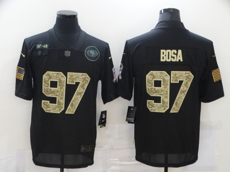 Men’s San Francisco 49ers #97 Nick Bosa Black Camo 2020 Salute To Service Stitched NFL Nike Limited Jersey
