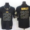 Men’s New York Giants #26 Saquon Barkley Black 100th Season Golden Edition Jersey