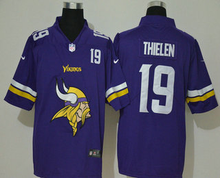 Men’s Minnesota Vikings #19 Adam Thielen Purple 2020 Big Logo Number Vapor Untouchable Stitched NFL Nike Fashion Limited Jersey