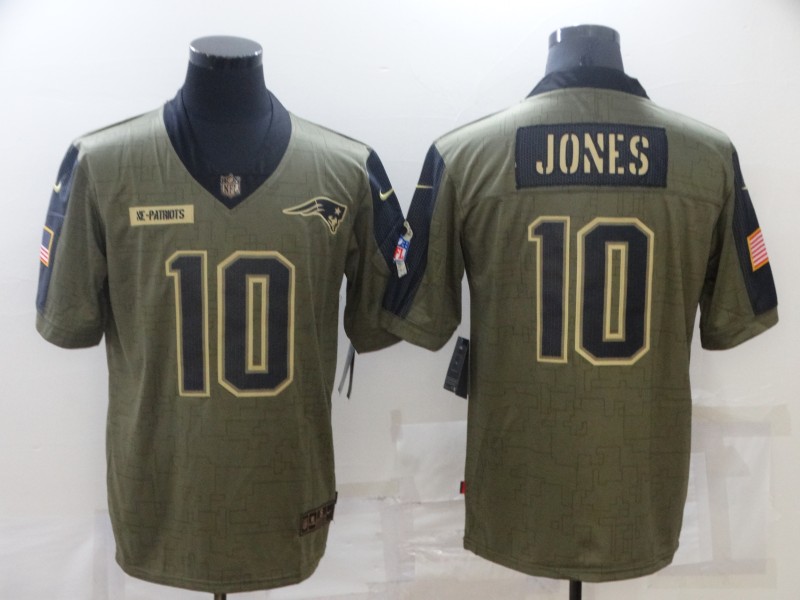Men’s New England Patriots #10 Mac Jones 2021 Olive Salute To Service Limited Stitched Jersey