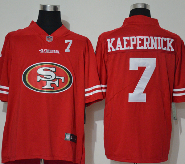 Men’s San Francisco 49ers #7 Colin Kaepernick Red 2020 Big Logo Number Vapor Untouchable Stitched NFL Nike Fashion Limited Jersey