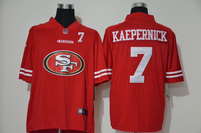 Men’s San Francisco 49ers #7 Colin Kaepernick Red 2020 Big Logo Number Vapor Untouchable Stitched NFL Nike Fashion Limited Jersey