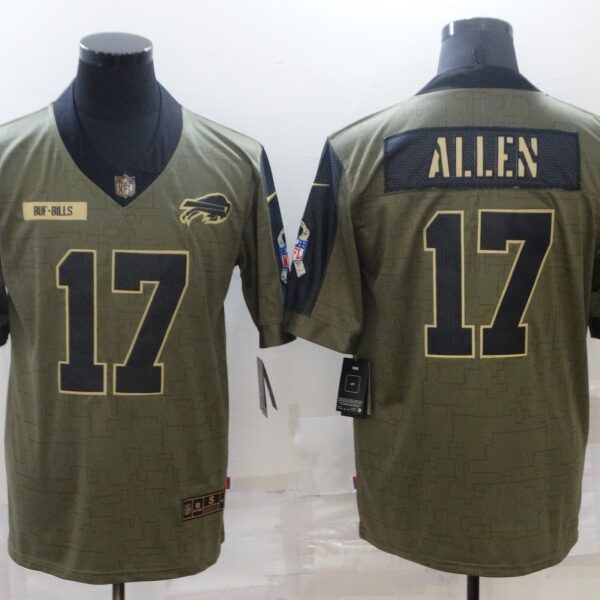 Men’s Buffalo Bills #17 Josh Allen Nike Olive 2021 Salute To Service Limited Player Jersey