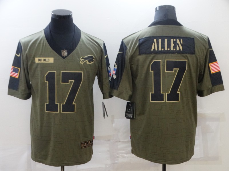 Men’s Buffalo Bills #17 Josh Allen Nike Olive 2021 Salute To Service Limited Player Jersey