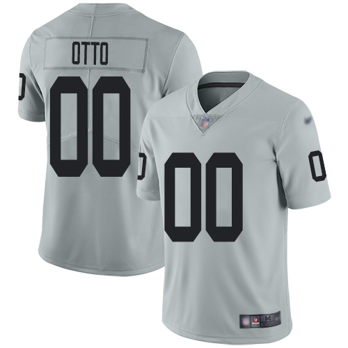 Men’s Limited #00 Jim Otto Silver Jersey Inverted Legend Football Oakland Raiders