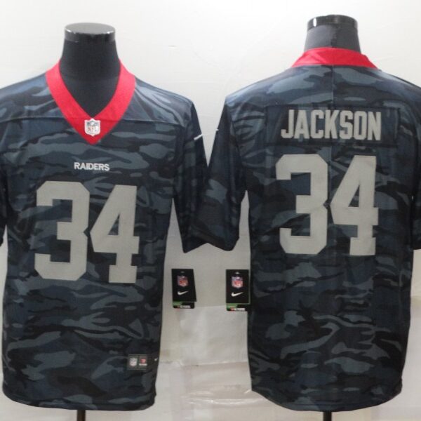 Men’s Las Vegas Raiders #34 Bo Jackson 2020 Camo Limited Stitched Nike NFL Jersey