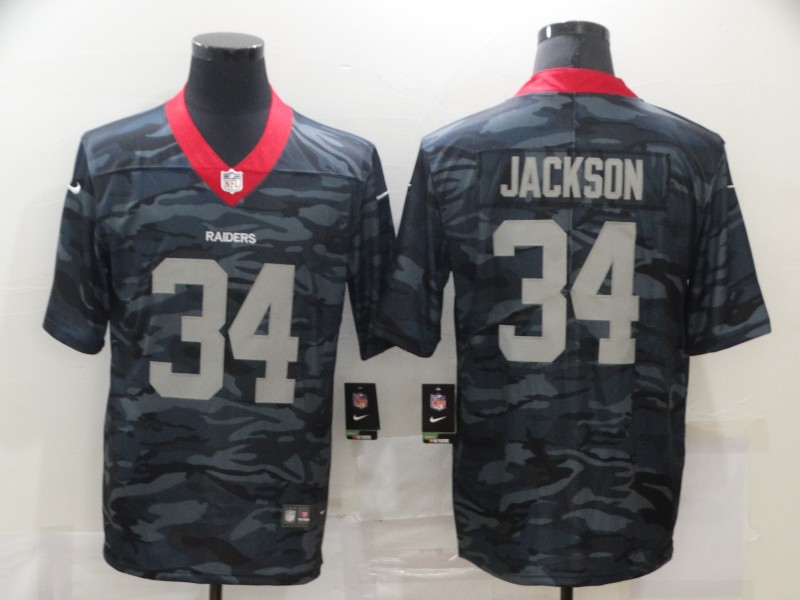 Men’s Las Vegas Raiders #34 Bo Jackson 2020 Camo Limited Stitched Nike NFL Jersey