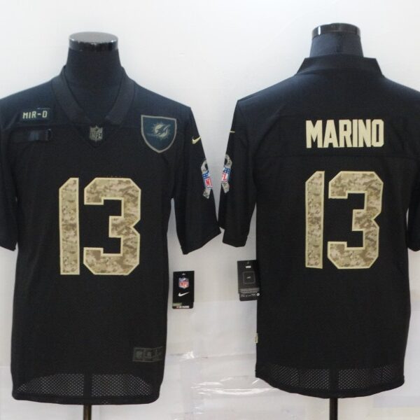 Men’s Miami Dolphins #13 Dan Marino Black Camo 2020 Salute To Service Stitched NFL Nike Limited Jersey