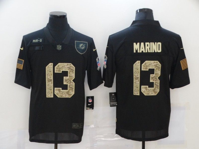 Men’s Miami Dolphins #13 Dan Marino Black Camo 2020 Salute To Service Stitched NFL Nike Limited Jersey