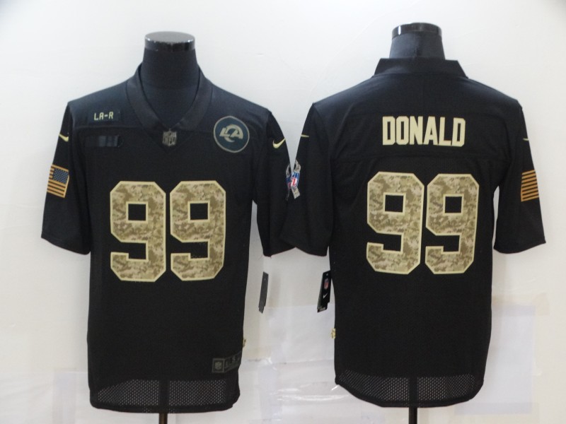 Men’s Los Angeles Rams #99 Aaron Donald Black Camo 2020 Salute To Service Stitched NFL Nike Limited Jersey