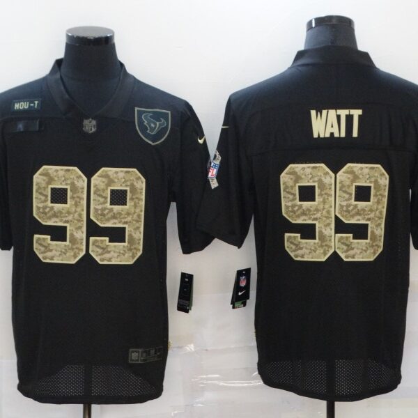 Men’s Houston Texans #99 J.J. Watt Black Camo 2020 Salute To Service Stitched NFL Nike Limited Jersey