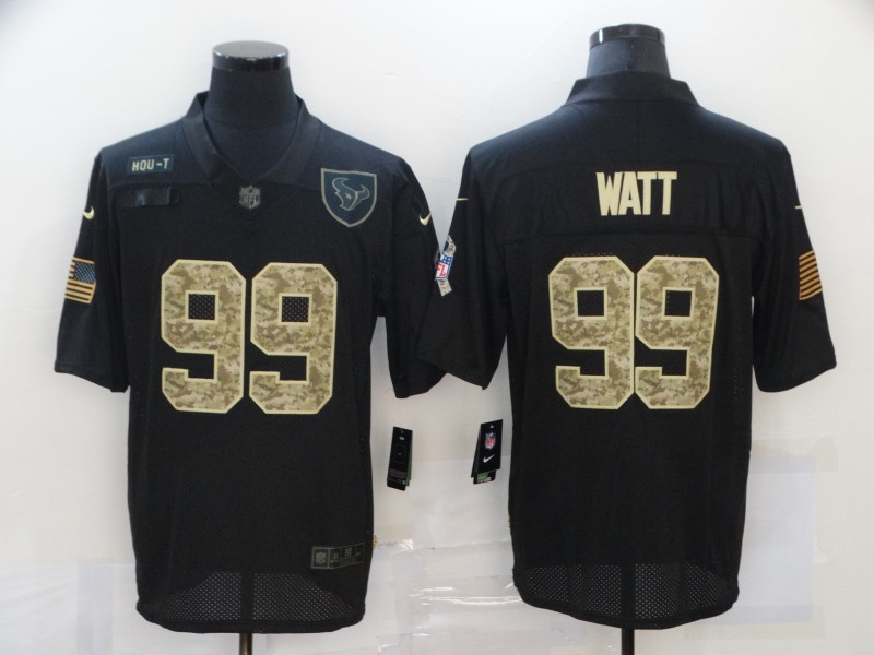Men’s Houston Texans #99 J.J. Watt Black Camo 2020 Salute To Service Stitched NFL Nike Limited Jersey
