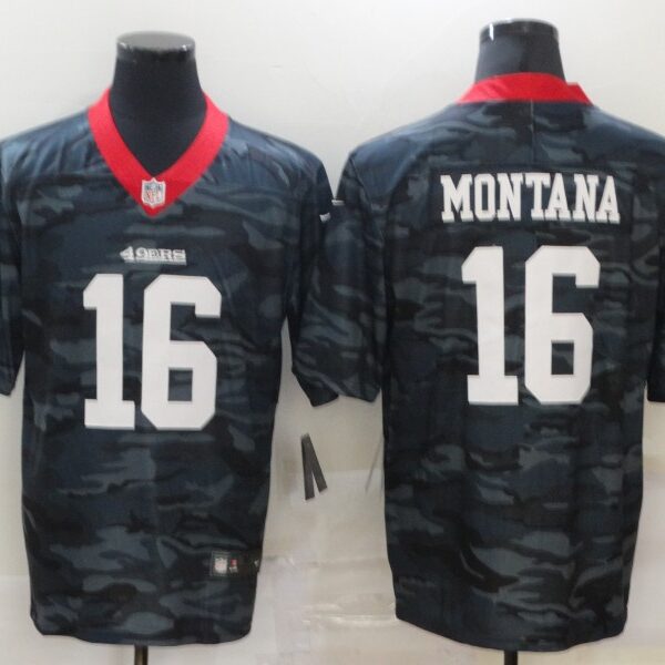 Men’s San Francisco 49ers #16 Joe Montana 2020 Camo Limited Stitched Nike NFL Jersey