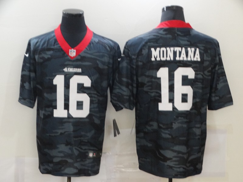 Men’s San Francisco 49ers #16 Joe Montana 2020 Camo Limited Stitched Nike NFL Jersey