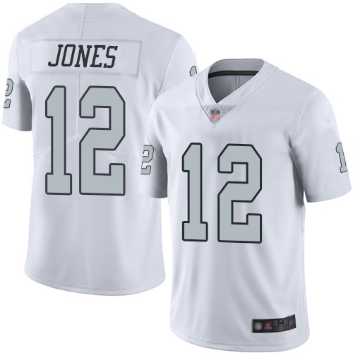 Raiders #12 Zay Jones White Men’s Stitched Football Limited Rush Jersey
