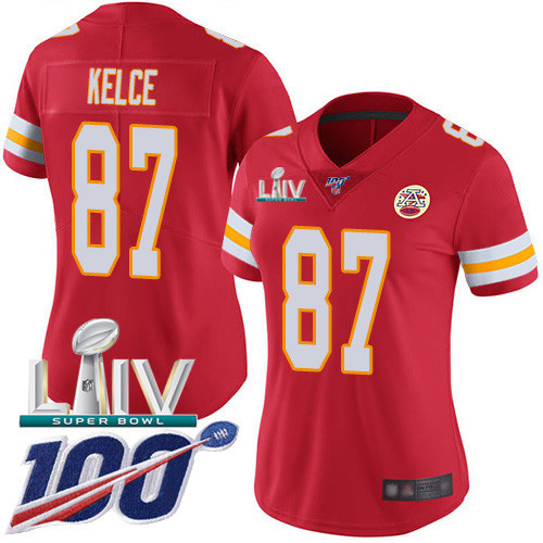Nike Chiefs #87 Travis Kelce Red Super Bowl LIV 2020 Team Color Women’s Stitched NFL 100th Season Vapor Untouchable Limited Jersey