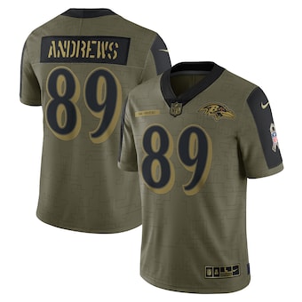 Men’s Baltimore Ravens #89 Mark Andrews Nike Olive 2021 Salute To Service Limited Player Jersey