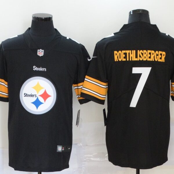 Men’s Pittsburgh Steelers #7 Ben Roethlisberger Black 2020 Big Logo Vapor Untouchable Stitched NFL Nike Fashion Limited Jersey