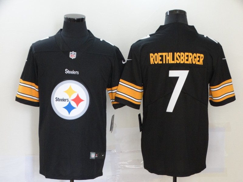Men’s Pittsburgh Steelers #7 Ben Roethlisberger Black 2020 Big Logo Vapor Untouchable Stitched NFL Nike Fashion Limited Jersey
