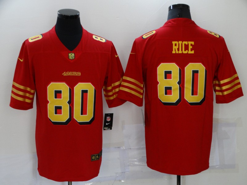 Men’s San Francisco 49ers #80 Jerry Rice Red Gold 2021 Vapor Untouchable Stitched NFL Nike Limited Jersey