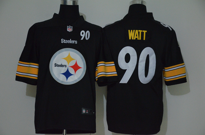 Men’s Pittsburgh Steelers #90 T. J. Watt Black 2020 Big Logo Number Vapor Untouchable Stitched NFL Nike Fashion Limited Jersey