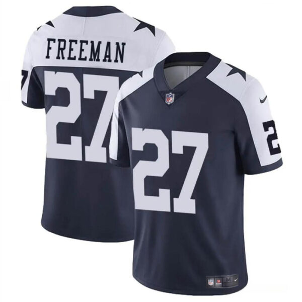 Men’s Dallas Cowboys #27 Royce Freeman Navy White Thnaksgiving Vapor Untouchable Limited Stitched Football Jersey