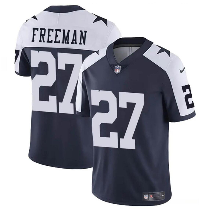 Men’s Dallas Cowboys #27 Royce Freeman Navy White Thnaksgiving Vapor Untouchable Limited Stitched Football Jersey