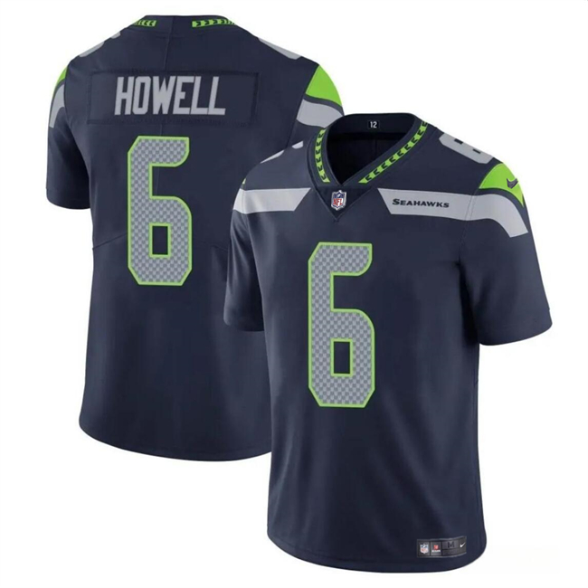 Men’s Seattle Seahawks #6 Sam Howell Navy Vapor Limited Football Stitched Jersey