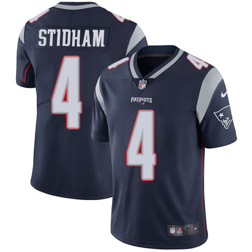 Nike Patriots #4 Jarrett Stidham Navy Blue Team Color Men’s Stitched NFL Vapor Untouchable Limited Jersey