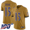 Nike Ravens #15 Marquise Brown Gold Men’s Stitched NFL Limited Inverted Legend 100th Season Jersey
