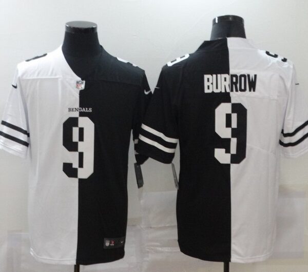 Men’s Cincinnati Bengals #9 Joe Burrow White Black Peaceful Coexisting 2020 Vapor Untouchable Stitched NFL Nike Limited Jersey