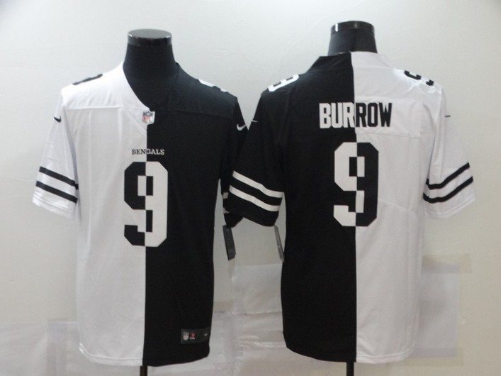 Men’s Cincinnati Bengals #9 Joe Burrow White Black Peaceful Coexisting 2020 Vapor Untouchable Stitched NFL Nike Limited Jersey