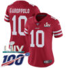 Nike 49ers #10 Jimmy Garoppolo Red Super Bowl LIV 2020 Team Color Women’s Stitched NFL 100th Season Vapor Limited Jersey