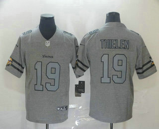 Men’s Minnesota Vikings #19 Adam Thielen 2019 Gray Gridiron Vapor Untouchable Stitched NFL Nike Limited Jersey