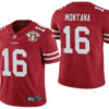 Men’s San Francisco 49ers #16 Joe Montana Red 75th Anniversary Patch 2021 Vapor Untouchable Stitched Nike Limited Jersey