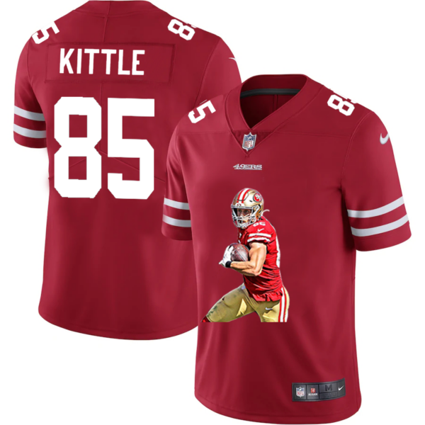 Men’s San Francisco 49ers #85 George Kittle Red Player Portrait Edition 2020 Vapor Untouchable Stitched NFL Nike Limited Jersey